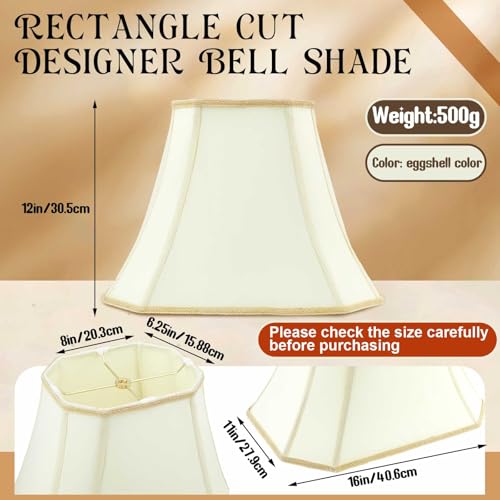 Set of 1 Bell Lamp Shade 6.25"x8" Top 11"x16" Bottom 12" High (6.25" x 8" Top 11" x 16" Bottom 12" High / Eggshell)