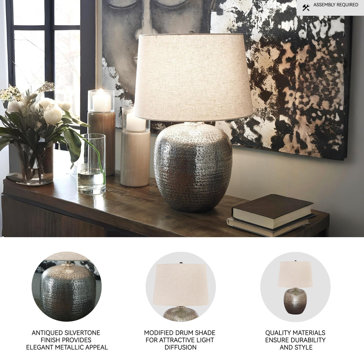 Magalie Metal Table Lamp (Antique Silver Finish)