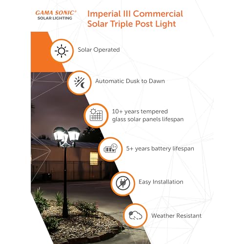 Imperial III Solar Post Light (Triple Lamp)