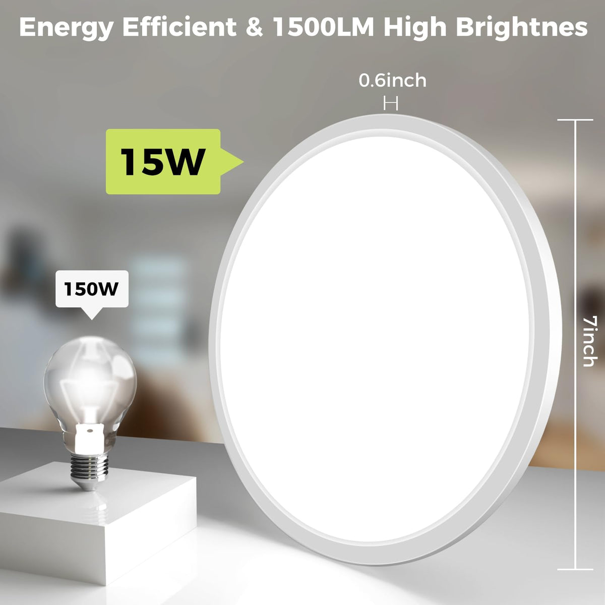 6Pack 7Inch LED Flush Mount Ceiling Light (White / 7Inch-6pack)
