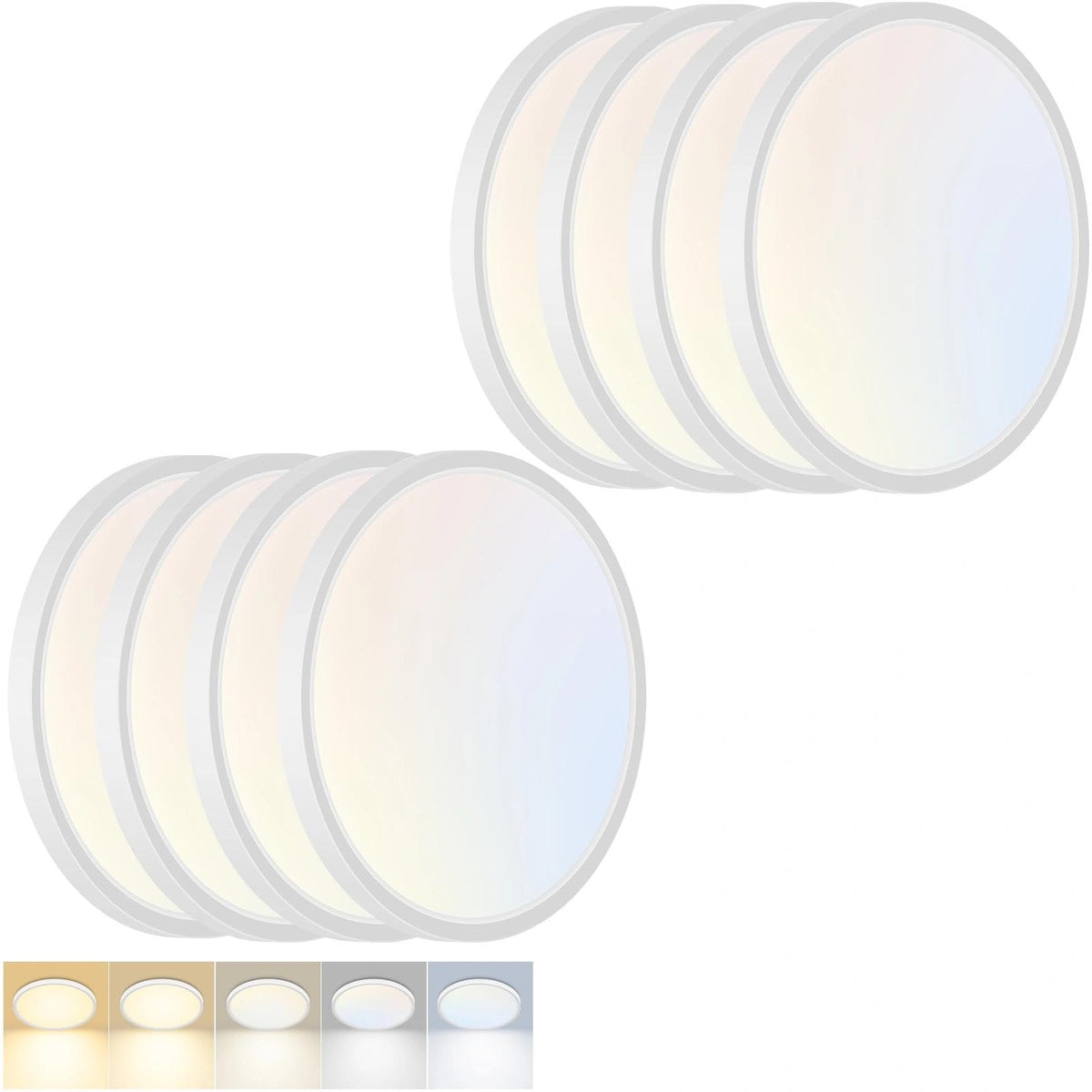 8 Pack LED Flush Mount Ceiling Light (White / 9 Inch-8pack)