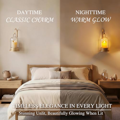 Gold Glass Lanterns Wall Candle Sconces Set of Two (Gold)