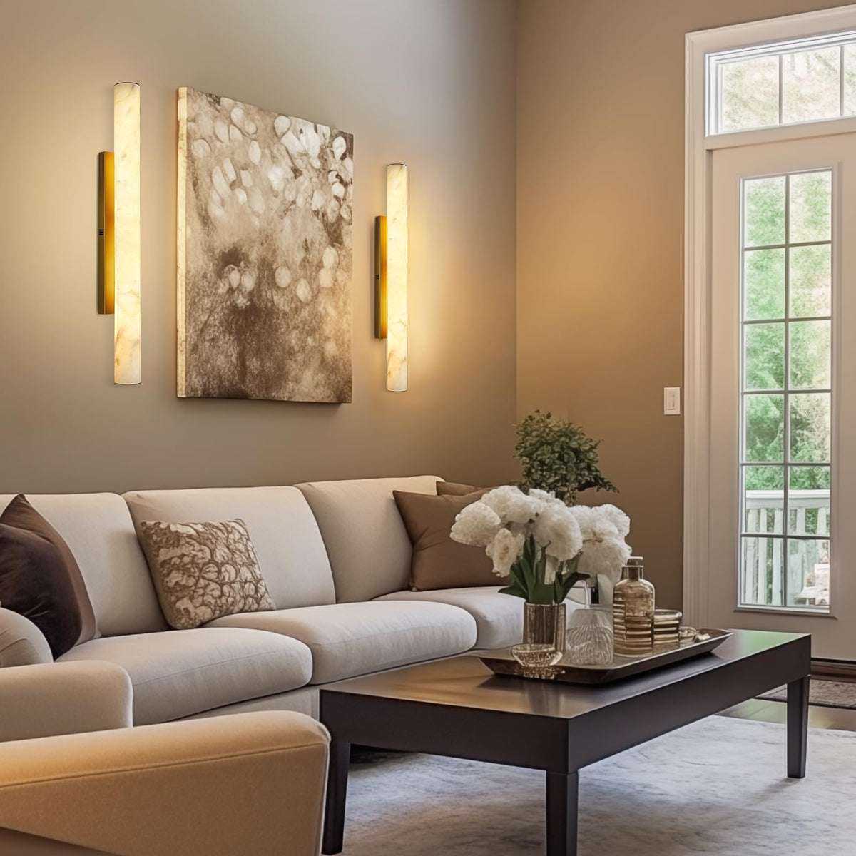Brass Alabaster Wall Sconces (Brass-1 PC / 36")