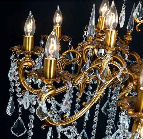 Modern Crystal Chandelier Antique Gold Chandelier Luxury 36.4" (D36.4" - 15 lights)
