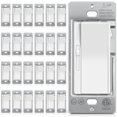 24 Pack Super Slim Dimmer Light Switch for 300W Dimmable LED (Standard / White)