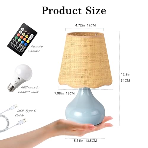 Cordless Table Lamp Rechargeable (Light Blue / Cordless)