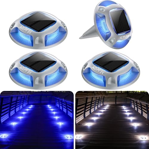 2 Colors in 1 Solar Driveway Lights with Ground Spike Design