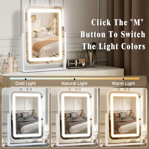 Vanity Mirror with Lights (White / 16.5"L x 13"W)