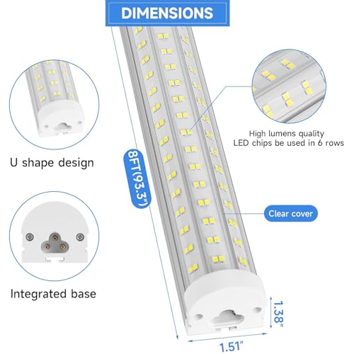 8Ft LED Shop Light Fixture 8pack