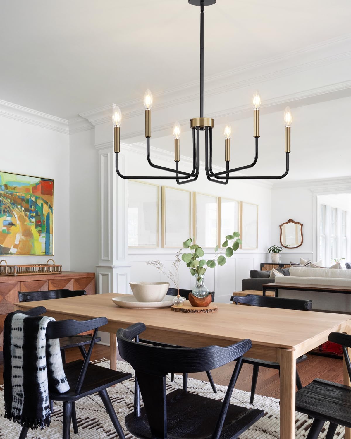6 Light Black and Champagne Bronze Chandelier (Black and Champagne Bronze / 6-Light)