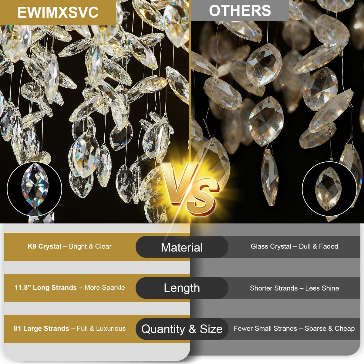 Modern Crystal Chandelier (Silver / A-D31.5 Inch)