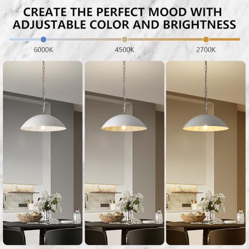 16" Matte White Modern Large Pendant Lights Kitchen Island 3 Pack (White / 16"-3 Pack)