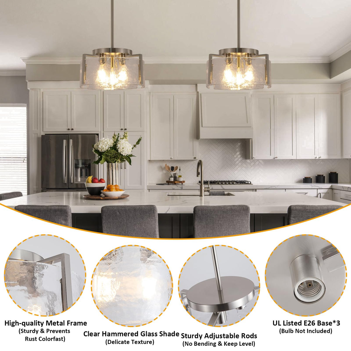 Nickel Chandeliers for Dining Room Light Fixture (3 Light Nickel)