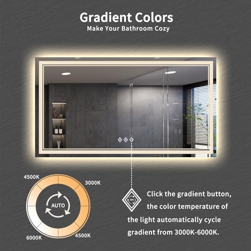 Bathroom Mirror (Front and Backlit / 72"L x 40"W)