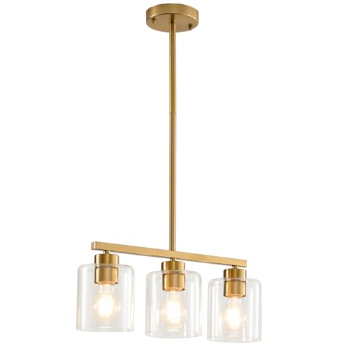 3 Light Gold Kitchen Island Lighting (Gold & Clear Glass / 3 Light)
