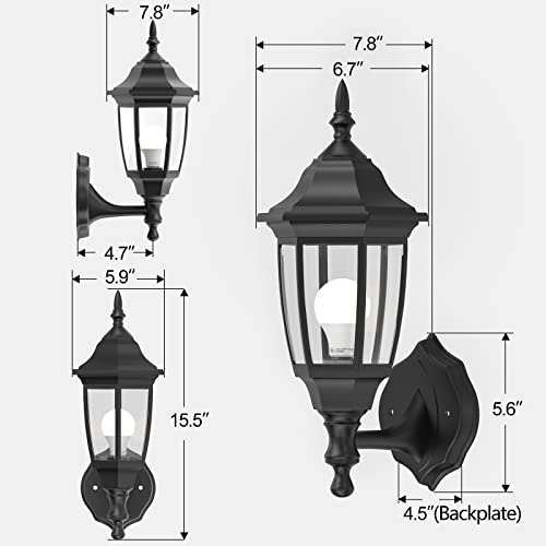 Plastic Outdoor Wall Light Fixtures (Black / No Sensor-Plastic)