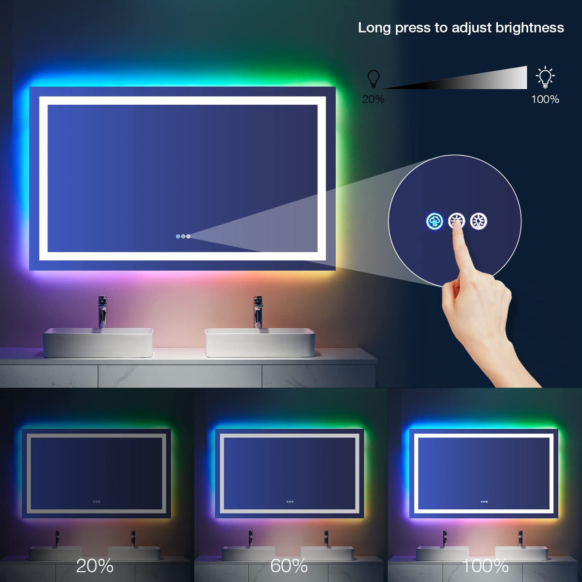 72"X32" RGB LED Bathroom Mirror with Lights (Rgb / 72"L x 32"W)