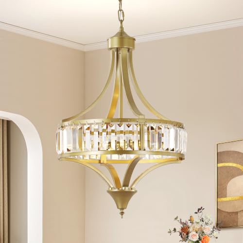 16" Gold Crystal Chandelier (4-Light Chandelier / Gold)