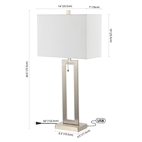 Sabrina 28.5" Metal USB Industrial Lamp (Nickel)