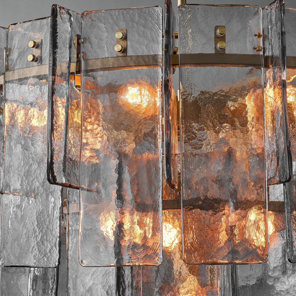 36" Extra Large Tiered Smoked Clear Textured Glass Chandelier (Gold-3(36''))