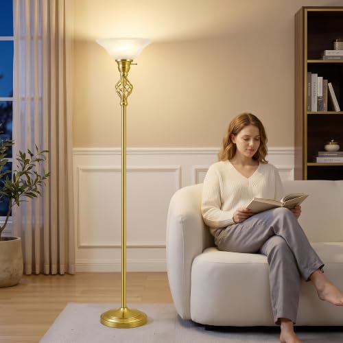 Torchiere Floor Lamp for Living Room (Gold)