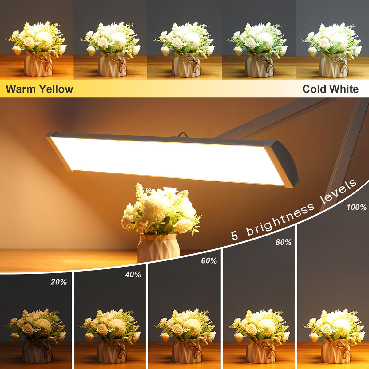 24 Inch LED Architect Desk Lamp with Clamp (White / CCT)