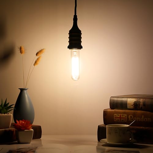 Dimmable E26 LED Bulb 4W Equal 40 Watt Warm White 2700K E26 Edison AC120V 400lm Tubular T9 T10 LED Light Bulb for Rustic Pendant