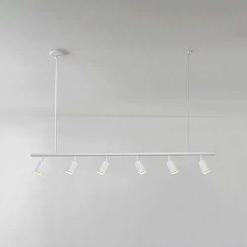 55" 6 Light Matte White Adjustable Height Track Lighting with Pivoting Track Heads (White, Cynthia)