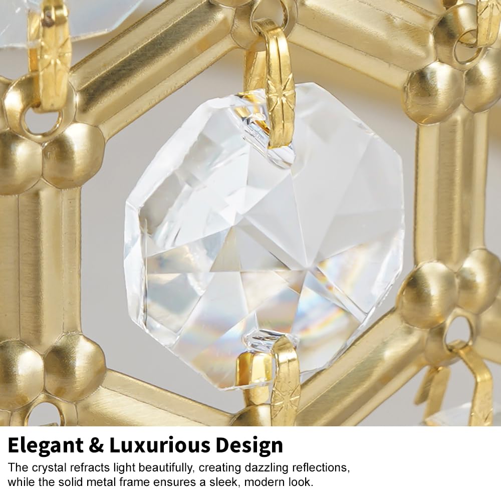 Gold Crystal Ceiling Light Fixture (12in - 3 light - B / Gold)