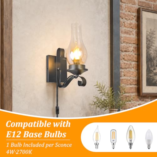Black Plug in Wall Sconces 2 Pack (2 PACK-1)