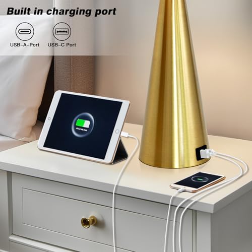 28" Modern Gold Touch Table Lamp for Living Room (C Gold-1PK)