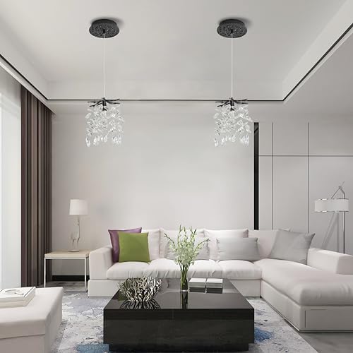Modern K9 Crystal Tree Branches Chandelier (Black / Round 8.5")