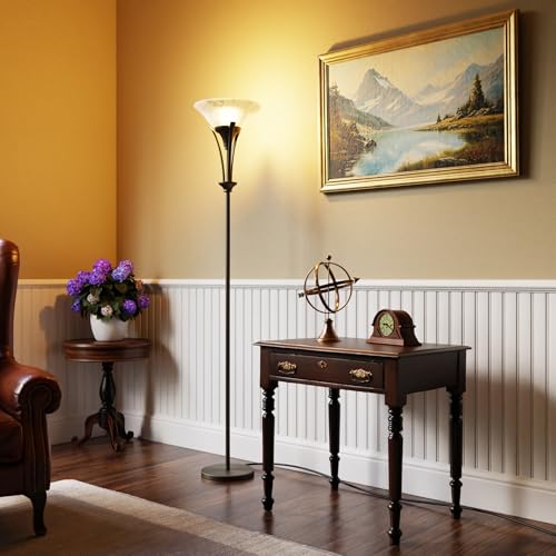 63361 Gatineau 71" Dark Bronze Floor Lamp with Alabaster Glass Shade (Rustic)