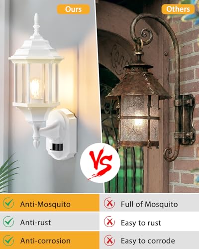 Motion Sensor Outdoor Wall Light Fixtures (2 Pack - White)