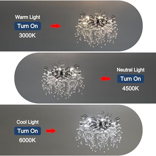 Modern Crystal Tree Branches Chandelier (Black / Round 18")