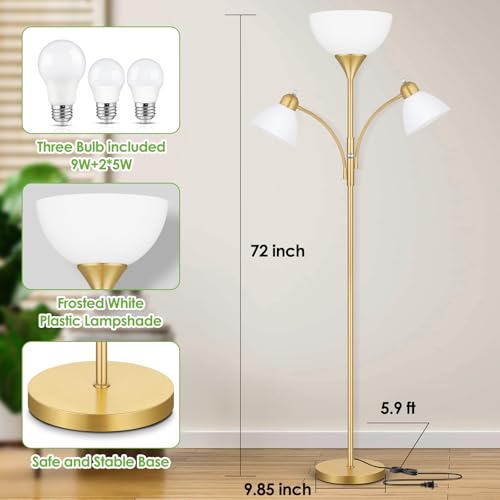 Torchiere Floor Lamps for Living Room (Gold)