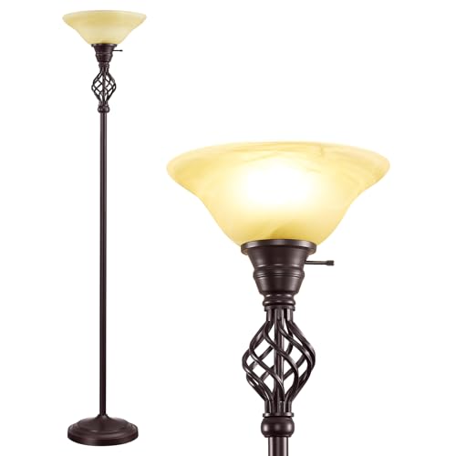 Torchiere Floor Lamp for Living Room (Brown, Yellow)