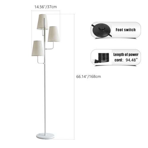 Traditional Floor Lamp for Living Room (White-Fabric)
