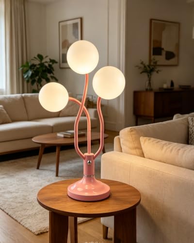 Pink Globe Table Lamp Dimmable Magic DIY Arms G9 Bulbs Included (09-Pink-Globe-3U-Magic DIY Arms)
