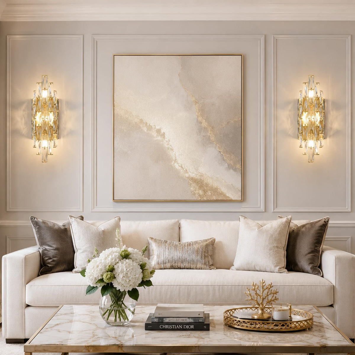 Luxury Crystal Wall Sconces Mid (Gold Rectangular)