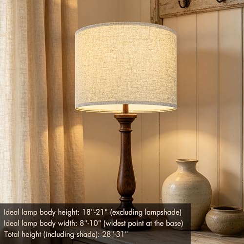 Oatmeal Linen Drum Lamp Shade Set of 2 (Oatmeal / 16"×12")