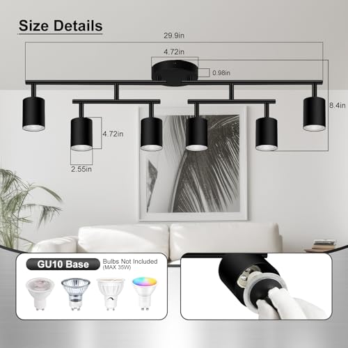 6 Light Track Lighting Fixtures Ceiling (6 light-black)