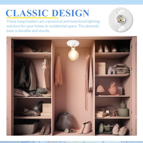 40 Pcs E26 Medium Base Light Socket Replacement (White Phenolic Resin)