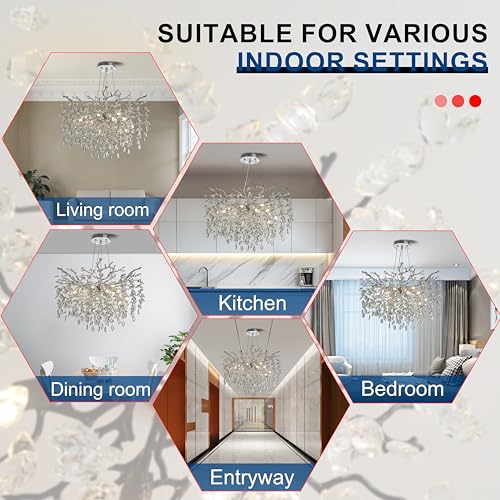 Modern Crystal Tree Branches Chandelier (Silver / Round 30")
