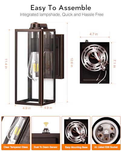 Dusk to Dawn Outdoor Lighting (Oil Rubbed Bronze Gold / D2D Square 2-Pack)