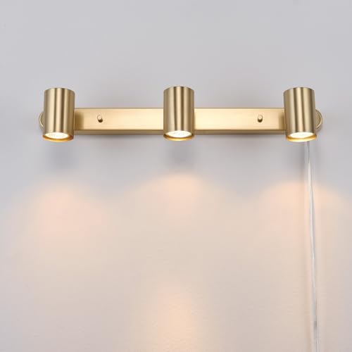 3-Light Plug-in Track Lighting, Matte Brass, Adjustable Heads, 15-Foot Cord, 59469 (Dale (Brass))