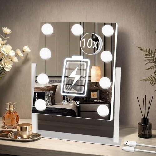 Rechargeable Vanity Mirror (White-rechargeable / 12"L x 14"W)