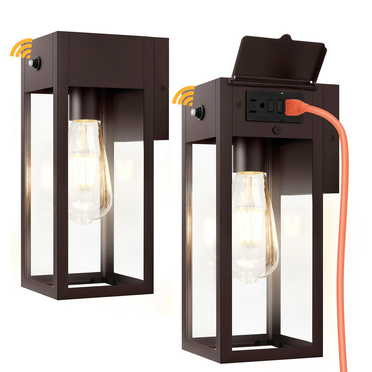 Porch Lights with Outlet (Bronze / Dusk to Dawn, Standard)