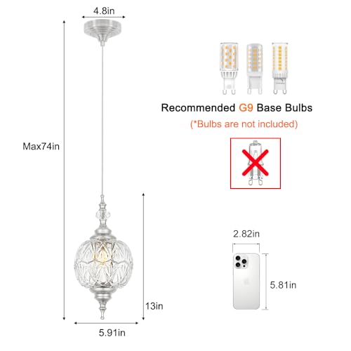 Pendant Lights Kitchen Island 2 Pack with Clear Glass
