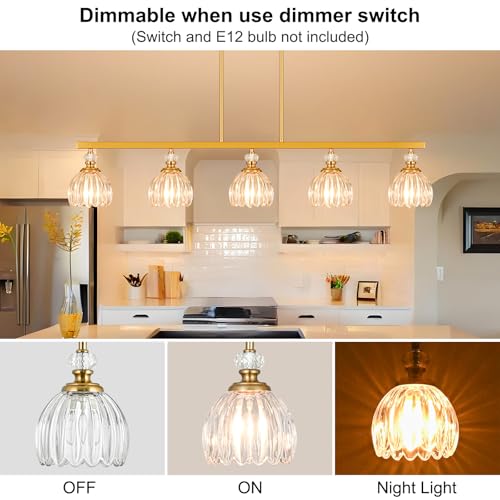 Gold Island Light for Kitchen (5-Light / Gold)